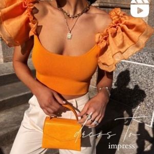 Zara Orange Ruffle Top